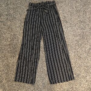 Striped Black and White Women's Paperbag Pants